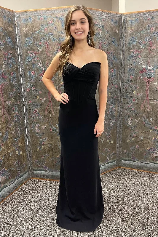 Sheath Sweetheart Black Long Prom Dress