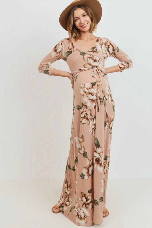 Blush Floral Maternity/Nursing Maxi Dress