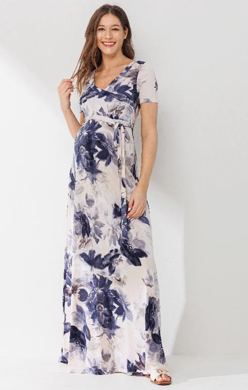 Floral Ity Jersey Maternity/Nursing Maxi Dress