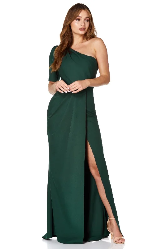 Gianna One Shoulder Sleeve Maxi Dress with Thigh Split