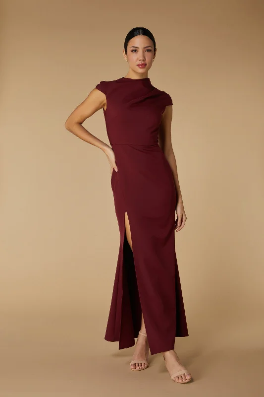 Kip High Neck Maxi Dress with Cap Sleeves