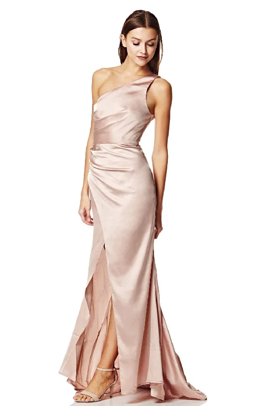 Lisa One Shoulder Maxi Dress with Pleat Detail