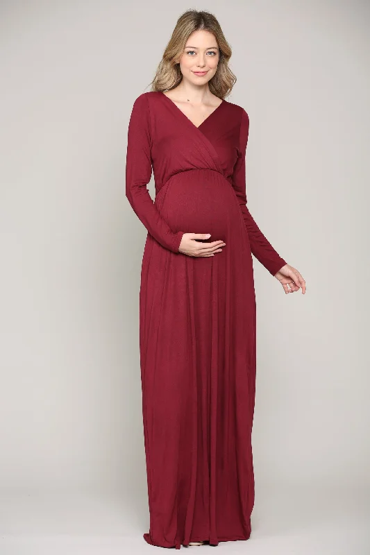 Long Sleeve Maternity/Nursing Maxi Dress