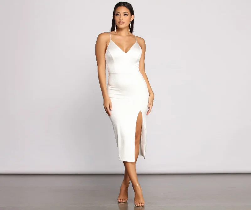 Mila Formal High Slit Midi Dress