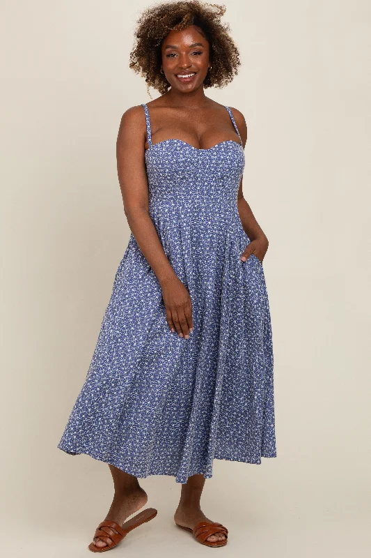 Periwinkle Floral Embroidered Maxi Dress