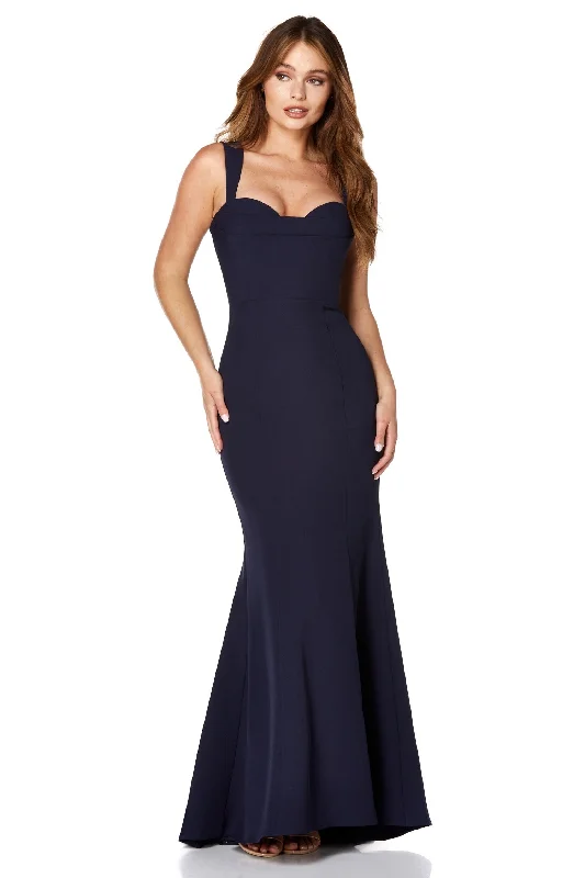 Rebecca Strap Maxi Dress with Pleated Sweetheart Neckline