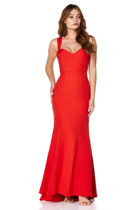 Rebecca Strap Maxi Dress with Pleated Sweetheart Neckline