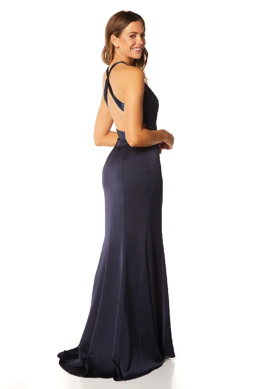 Shoshana High Neck Maxi Dress with Asymmetrical Cross Back