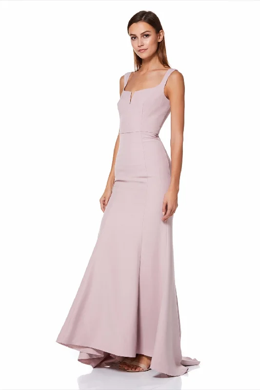 Skylar Square Neck Maxi Dress With Fishtail Train