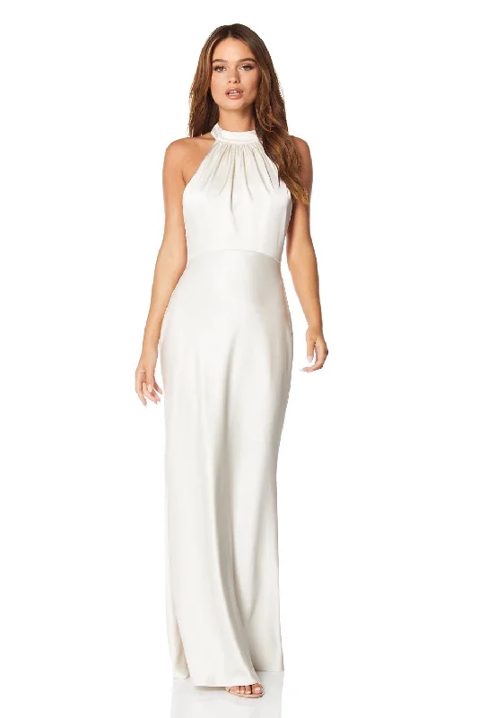 Starlette Halter Neck Maxi Dress with Tie and Button Back Detail